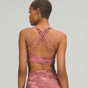 Lululemon Free To Be Serene Long Line Bra Light Support Pink Camo 10